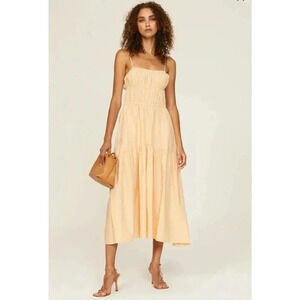 Vince Ruched Tie Back Cami Dress size M NWT Peach Cotton/Hemp blend